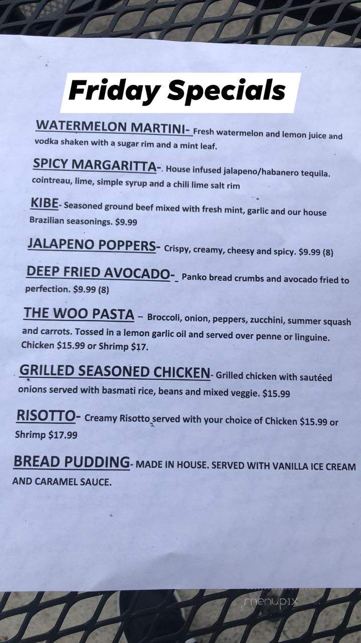 The Woo Bar & Grill - Worcester, MA menu_pic
