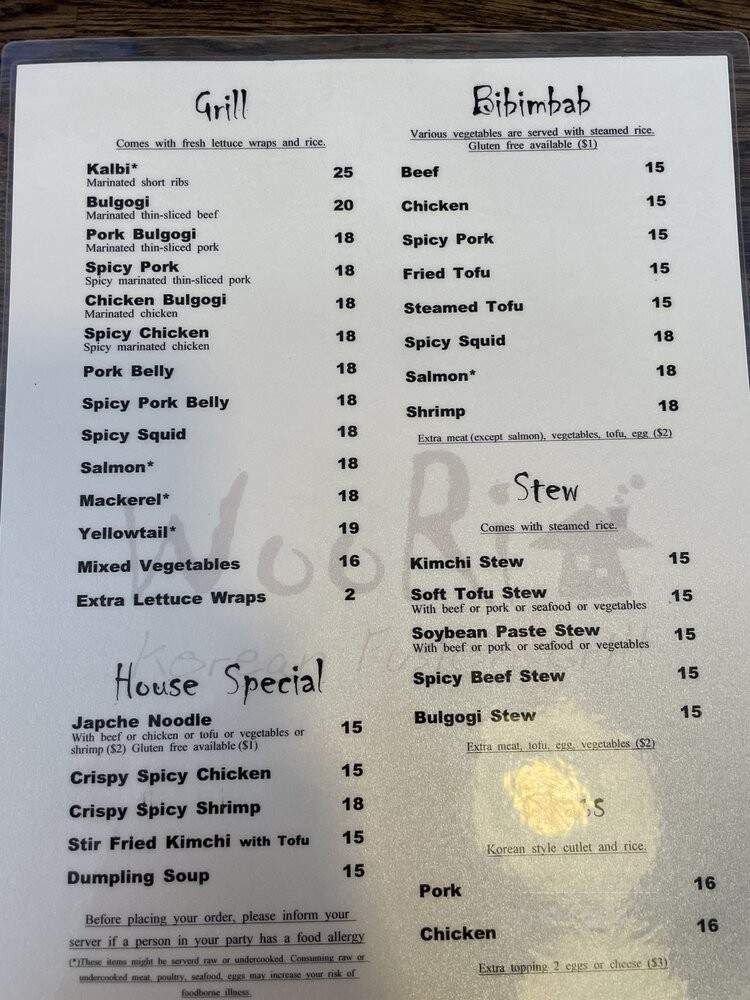Woori Korean Fusion Grill - Arlington, MA menu_pic