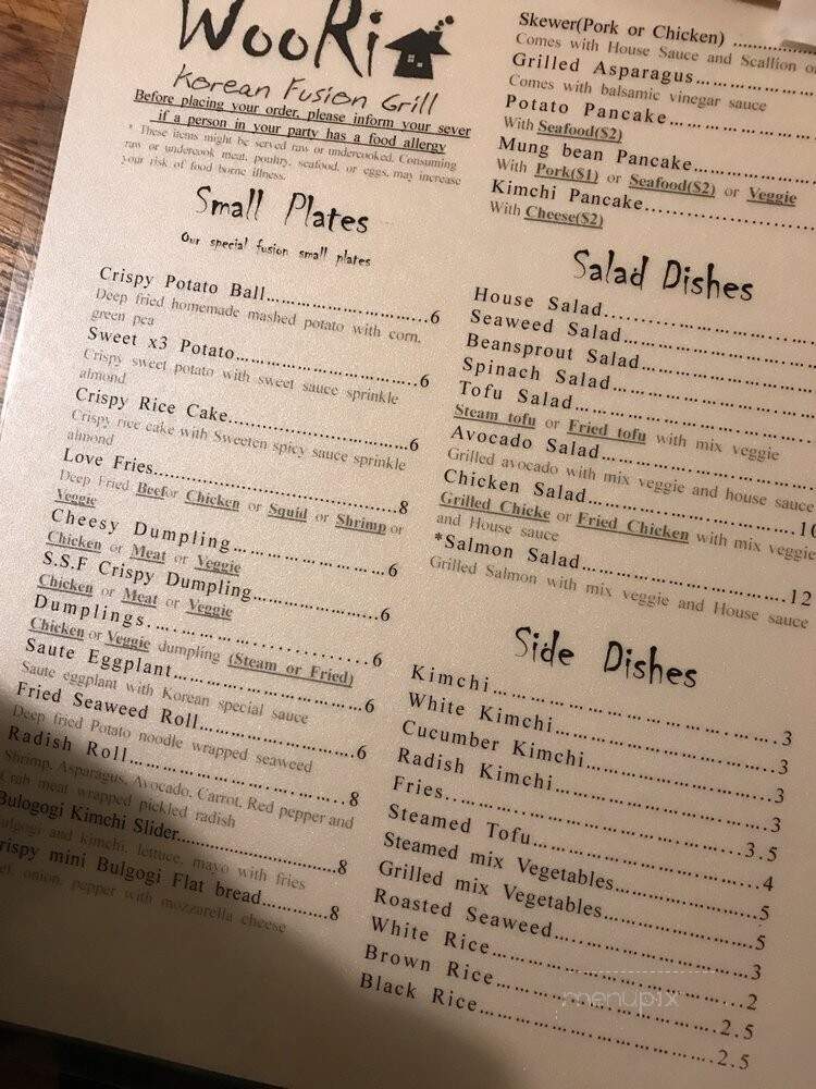 Woori Korean Fusion Grill - Arlington, MA menu_pic