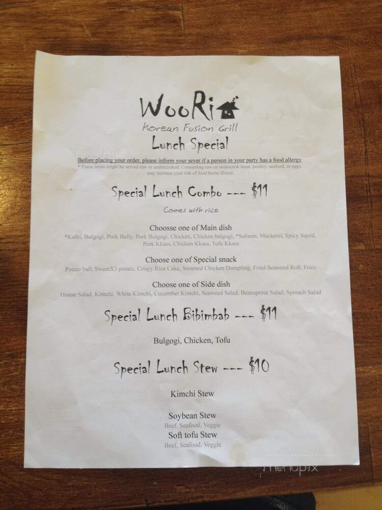 Woori Korean Fusion Grill - Arlington, MA menu_pic