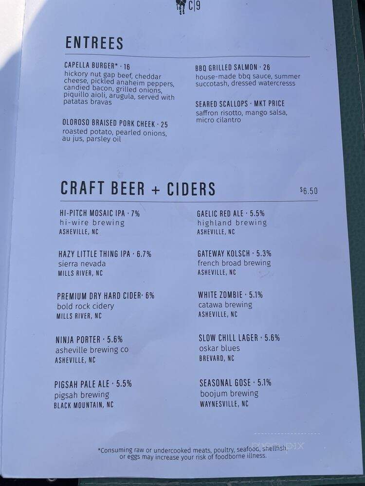 Capella on 9 - Asheville, NC menu_pic