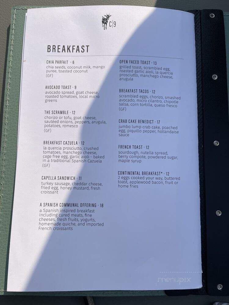 Capella on 9 - Asheville, NC menu_pic