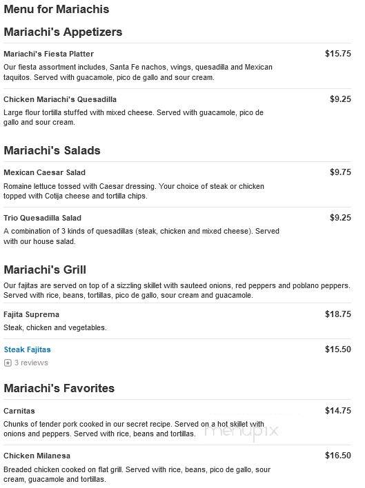 Mariachis - Belleville, IL menu_pic
