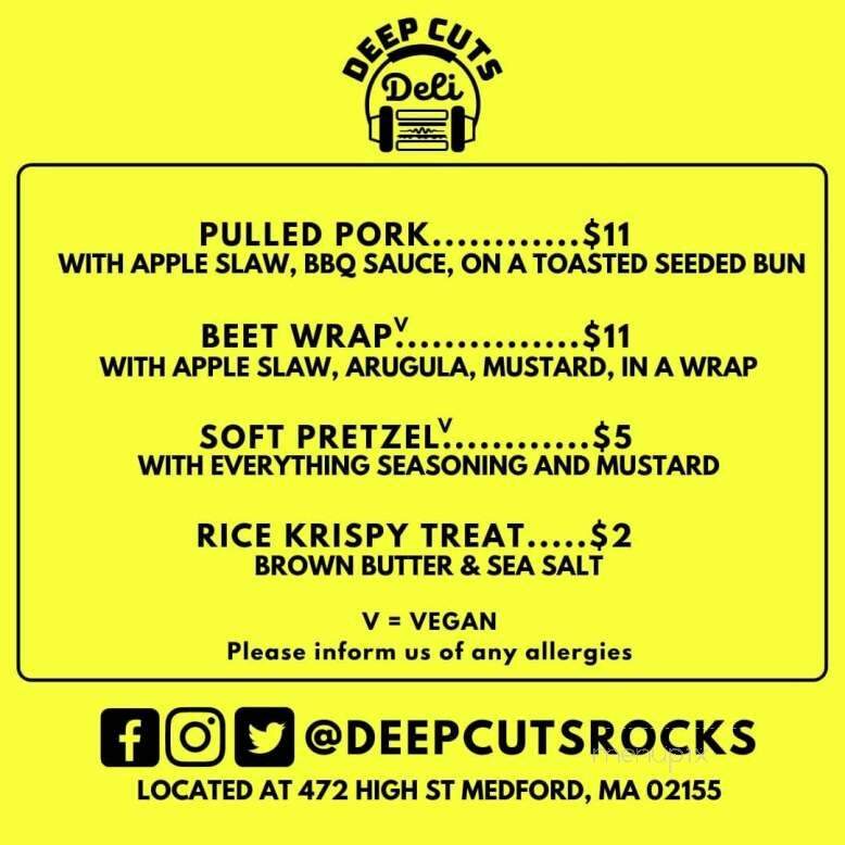 Deep Cuts Deli - Medford, MA menu_pic