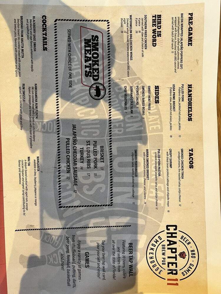 Chapter 11 Brewpub & Smokehouse - Brandon, FL menu_pic