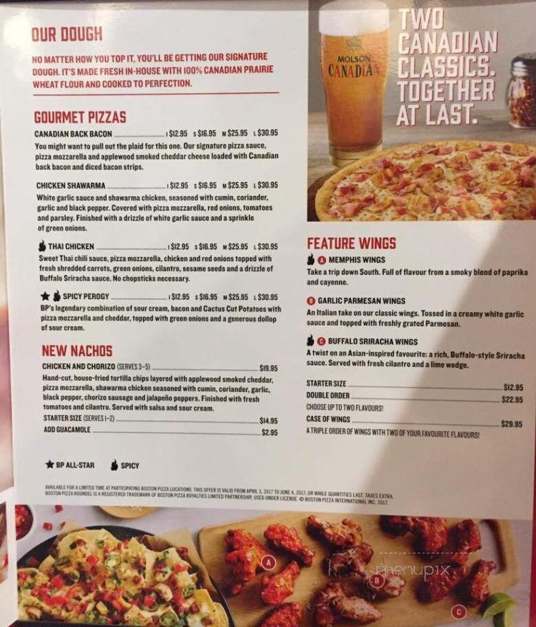 Boston Pizza - Yarmouth, NS menu_pic