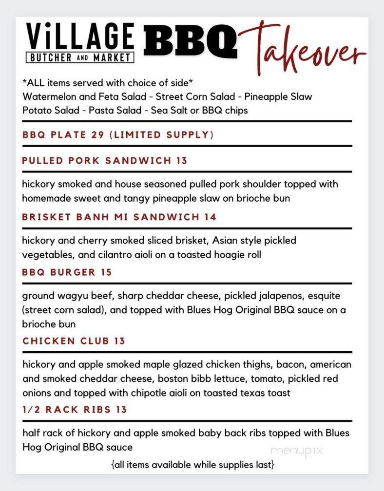 Village Butcher and Market - Morgantown, WV menu_pic