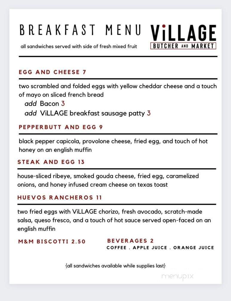 Village Butcher and Market - Morgantown, WV menu_pic