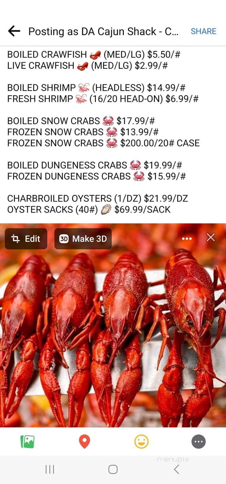 Da Cajun Shack Buffet - McComb, MS menu_pic