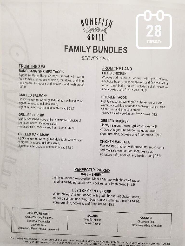 Bonefish Grill - Southern Pines, NC menu_pic