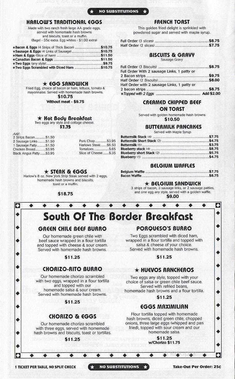 Harlow's Cafe - Tempe, AZ menu_pic