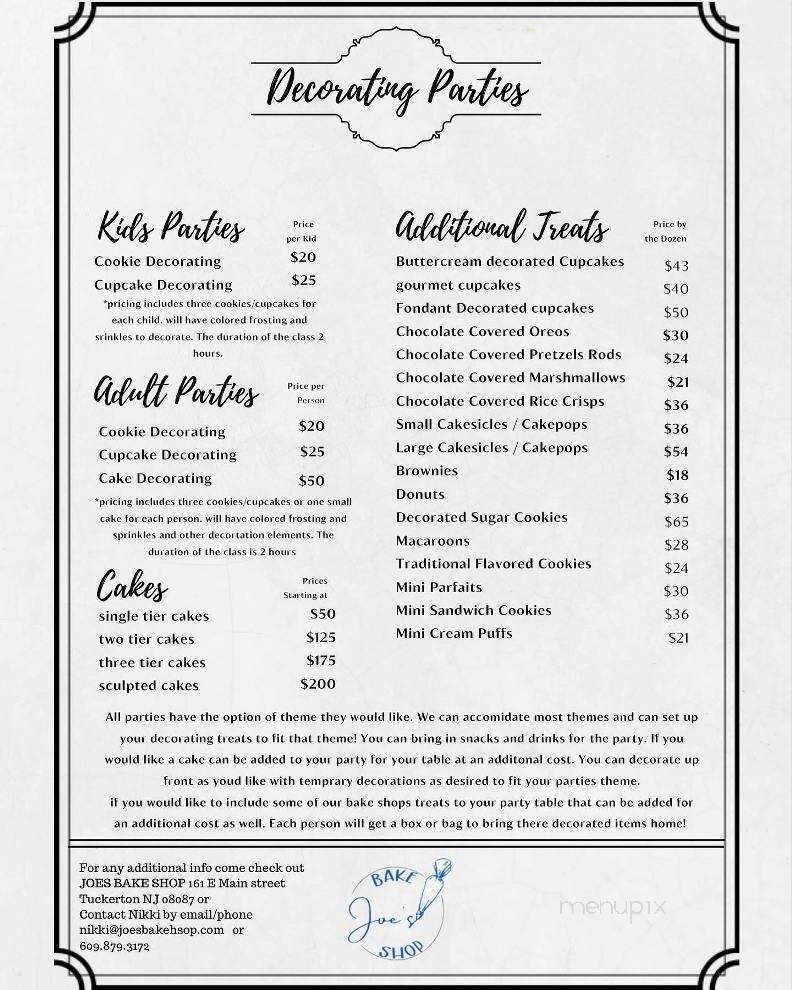 Joe's Bake Shop - Tuckerton, NJ menu_pic