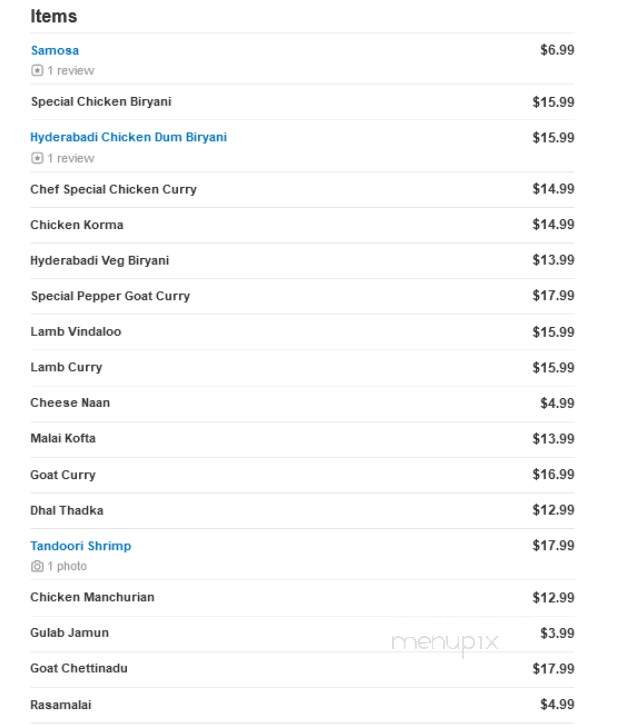 Manam's Bistro - Thorndale, PA menu_pic