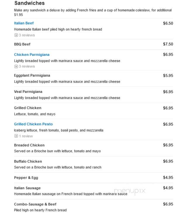 V & V Paesano Pizzeria - Bartlett, IL menu_pic