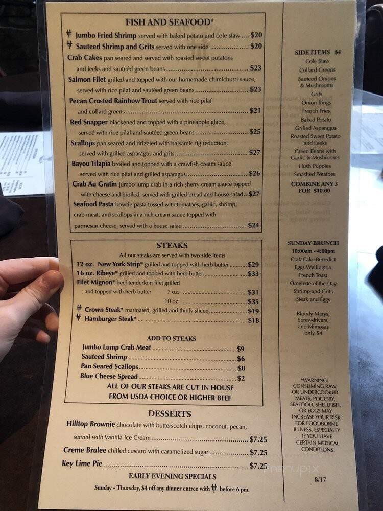 Hilltop Grille - Athens, GA menu_pic