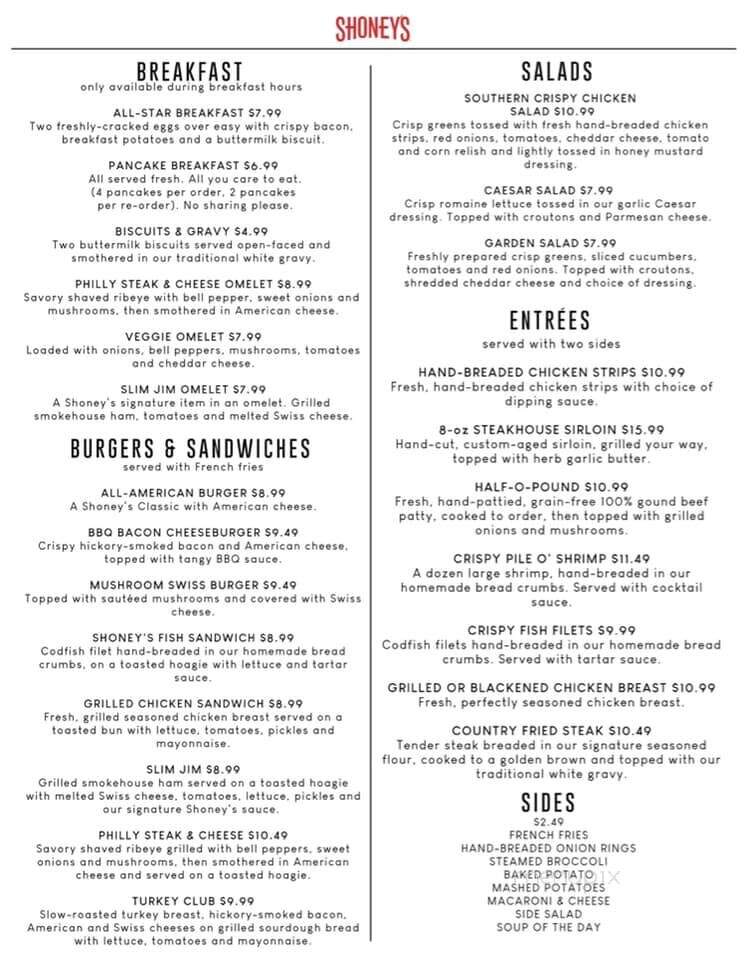 Shoney's - Franklin, NC menu_pic