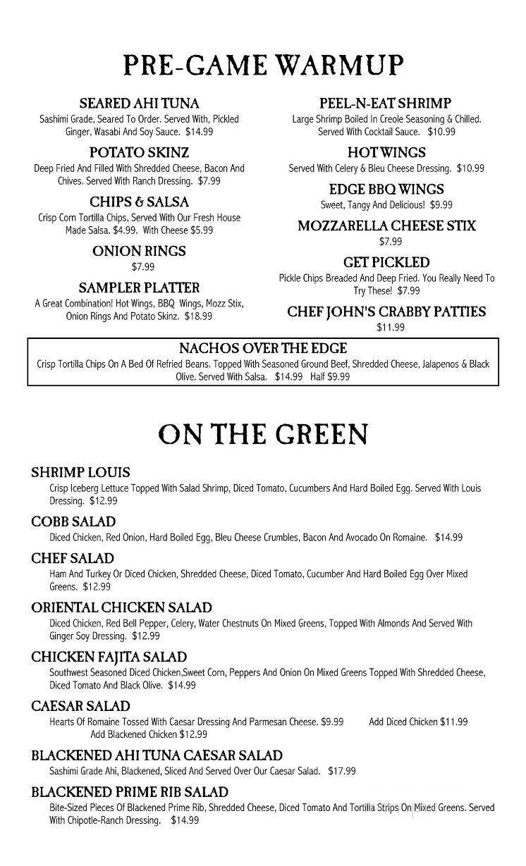 Edge Restaurant & Sportsbar - Hamilton, MT menu_pic