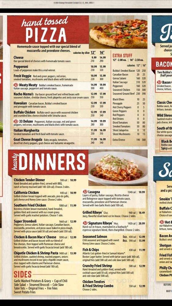 Bubba's 33 - The Colony, TX menu_pic