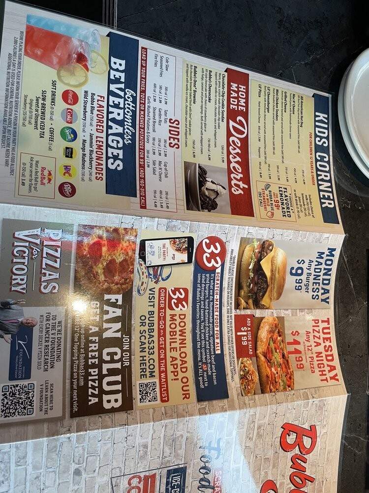 Bubba's 33 - The Colony, TX menu_pic
