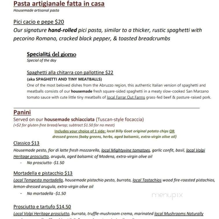 Vicini Pastaria - St. Louis, MO menu_pic