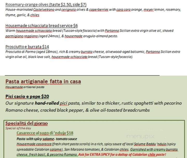 Vicini Pastaria - St. Louis, MO menu_pic
