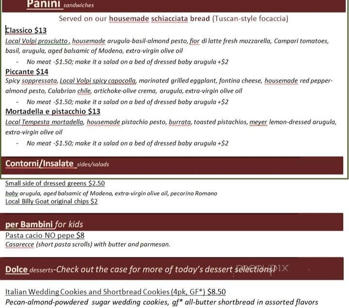 Vicini Pastaria - St. Louis, MO menu_pic