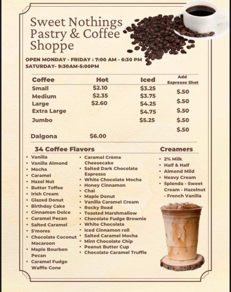 Sweet Nothings Pastry & Coffee Shoppe - El Centro, CA menu_pic