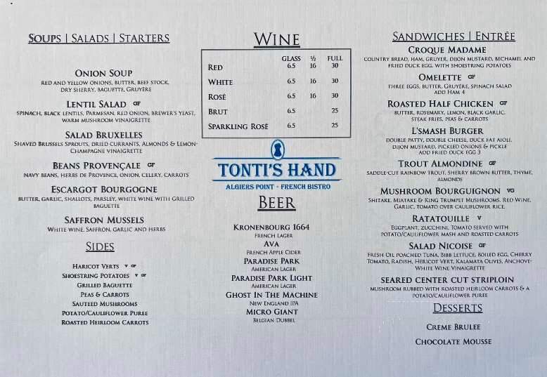 Tonti's Hand - New Orleans, LA menu_pic
