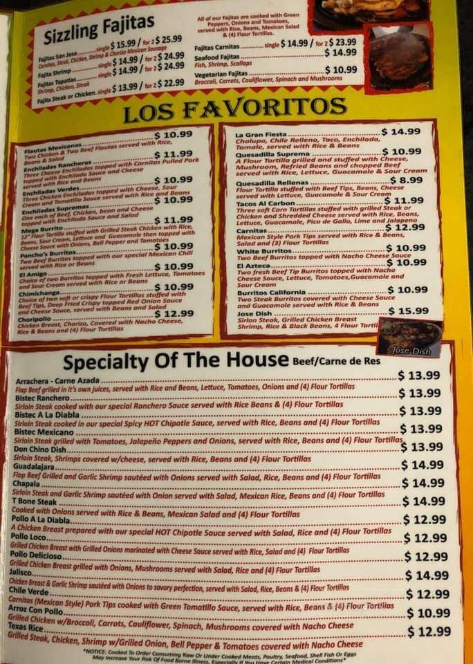 San Jose Mexican Grill - Yulee, FL menu_pic