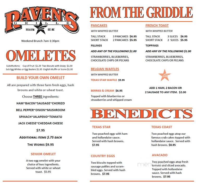 Raven's Grille - Euless, TX menu_pic