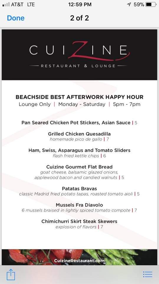 Cuizine Restaurant - Satellite Beach, FL menu_pic