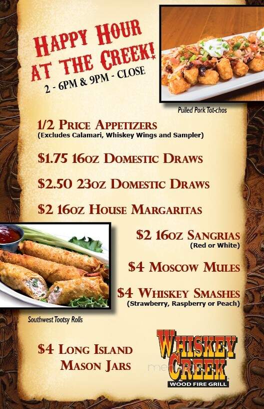 Whiskey Creek Wood Fire Grill - Mitchell, SD menu_pic