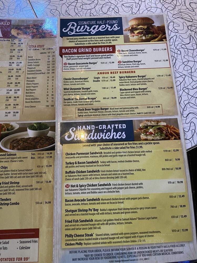 Bubba's 33 - Canton, OH menu_pic