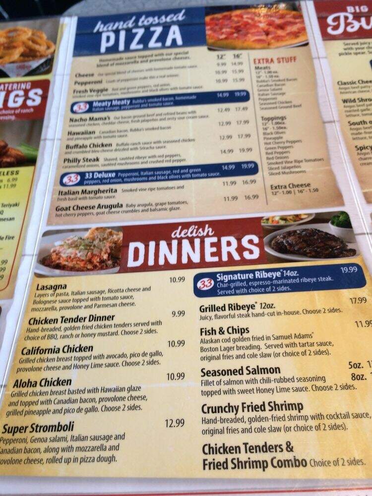 Bubba's 33 - Canton, OH menu_pic