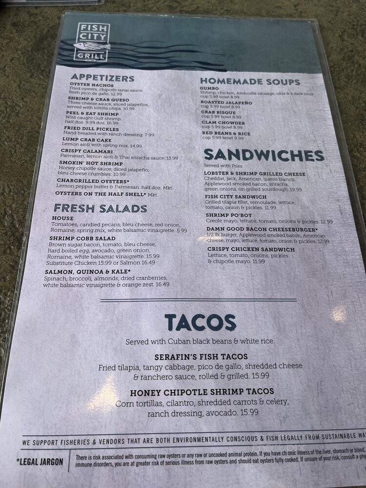 Online Menu of Fish City Grill, Waxahachie, TX