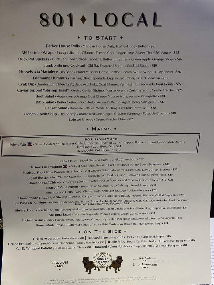 801 Local - Frontenac, MO menu_pic