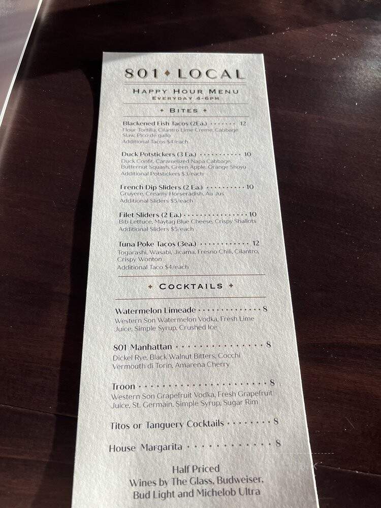 801 Local - Frontenac, MO menu_pic