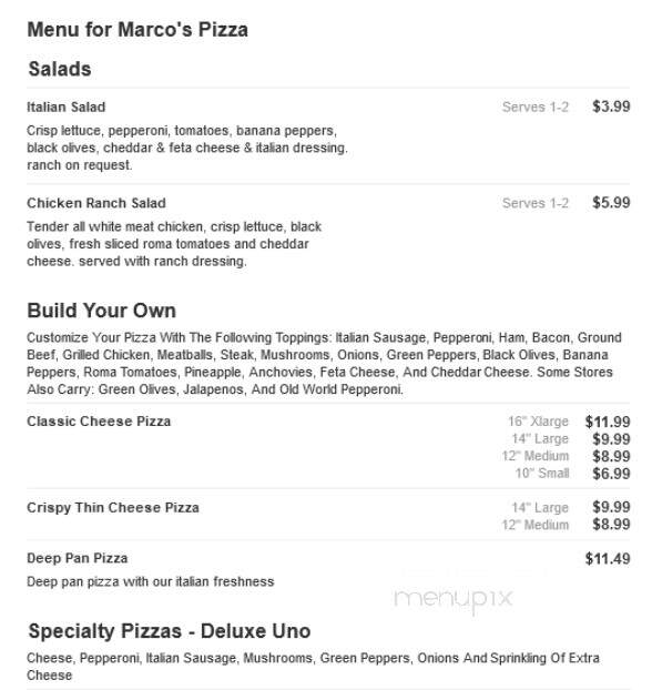 Marco's Pizza - Auburn, IN menu_pic
