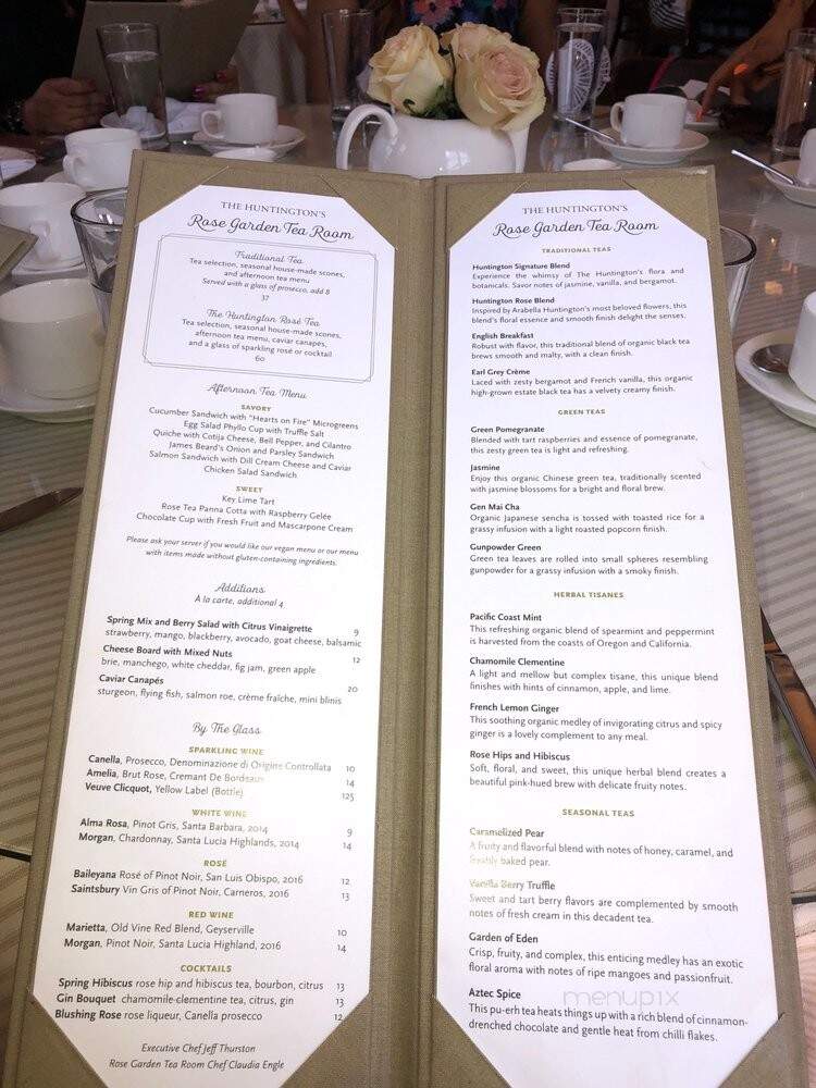 The Rose Garden Tea Room: Huntington Botanical Gardens - San Marino, CA menu_pic