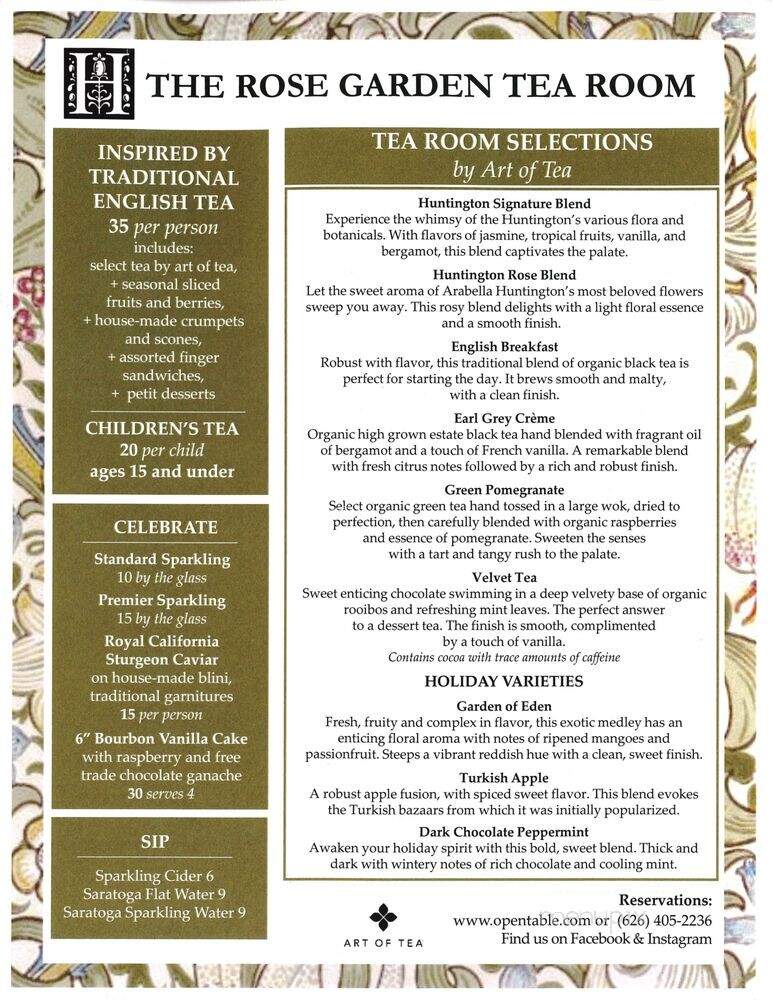The Rose Garden Tea Room: Huntington Botanical Gardens - San Marino, CA menu_pic