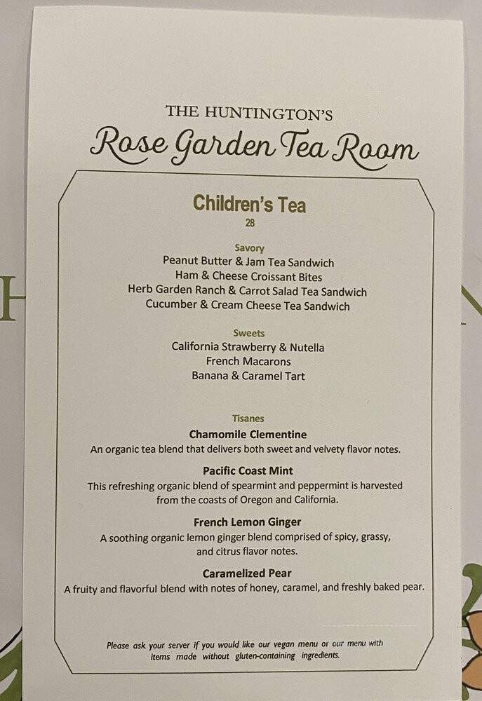 The Rose Garden Tea Room: Huntington Botanical Gardens - San Marino, CA menu_pic