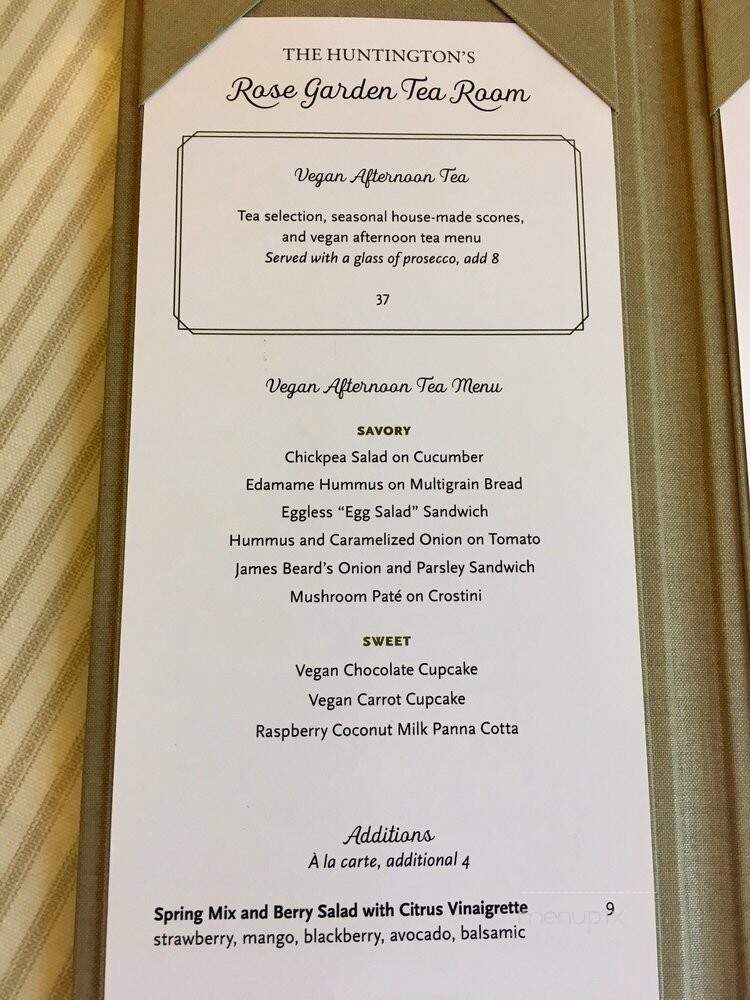 The Rose Garden Tea Room: Huntington Botanical Gardens - San Marino, CA menu_pic