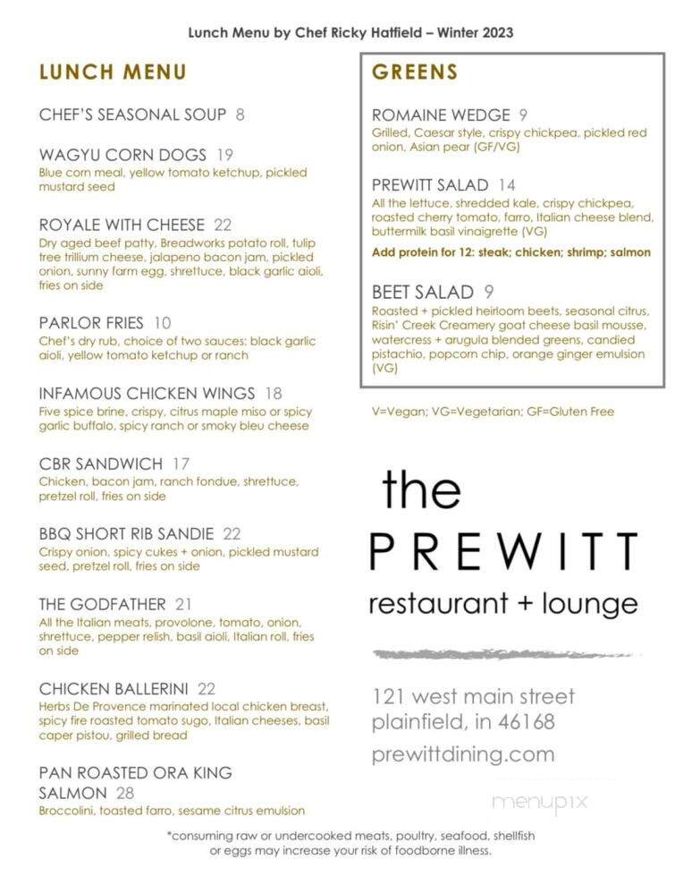 The Prewitt - Plainfield, IN menu_pic