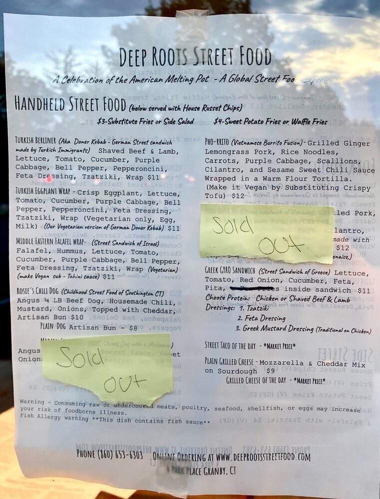 Deep Roots Street Food - Granby, CT menu_pic