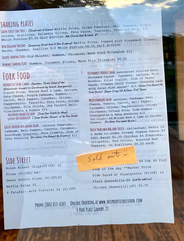 Deep Roots Street Food - Granby, CT menu_pic