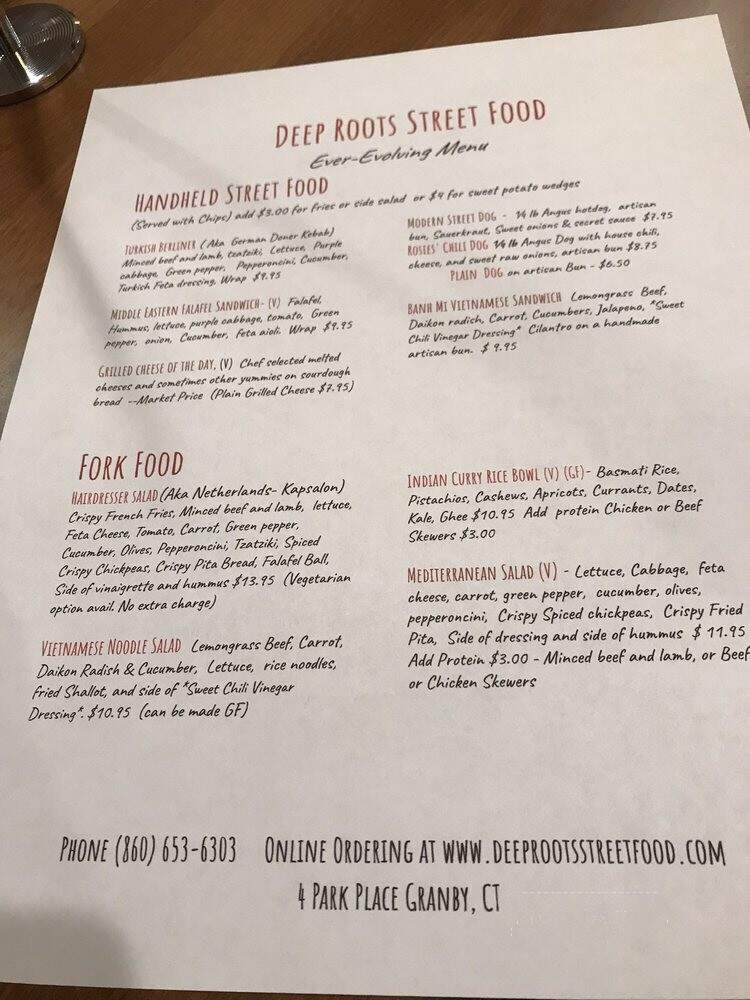 Deep Roots Street Food - Granby, CT menu_pic