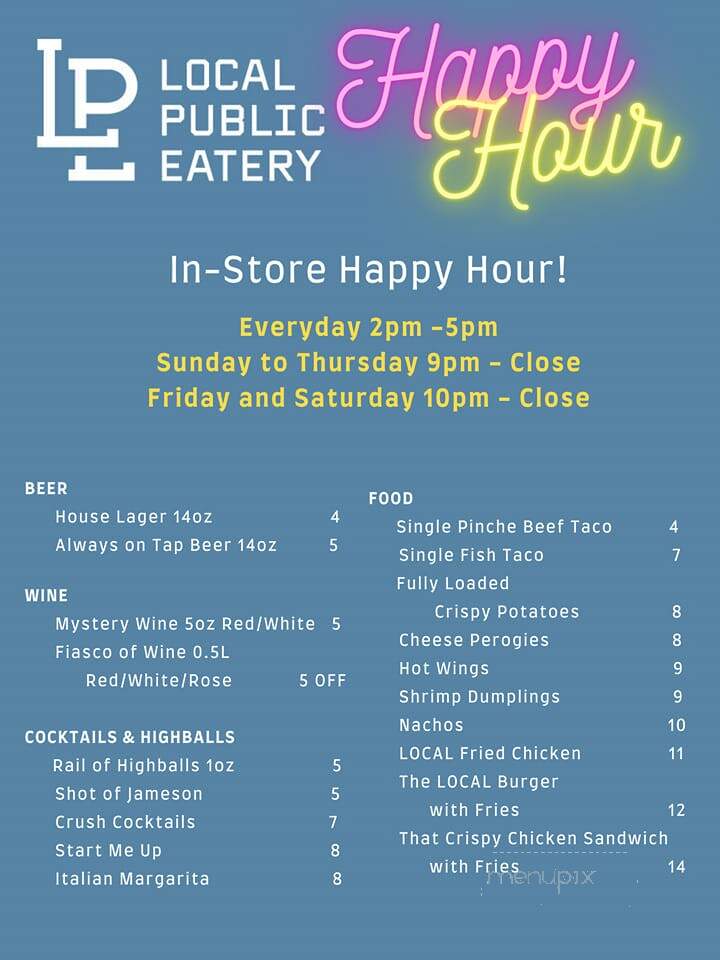 Local Public Eatery - Kamloops, BC menu_pic