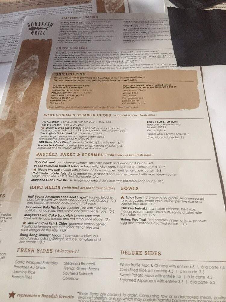 Bonefish Grill - North Wales, PA menu_pic
