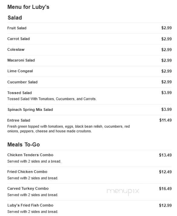 Luby's - Harlingen, TX menu_pic