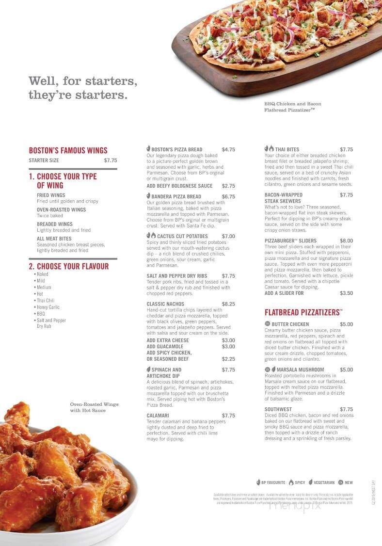 Boston Pizza - High River, AB menu_pic